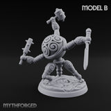 Blade And Hammer Swinging Construct Fighter B Miniature for Dungeons and Dragons, Pathfinder or other TTRPGs