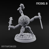 Blade And Hammer Swinging Construct Fighter B Miniature for Dungeons and Dragons, Pathfinder or other TTRPGs