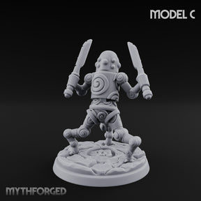 Blade And Hammer Swinging Construct Fighter C Miniature for Dungeons and Dragons, Pathfinder or other TTRPGs