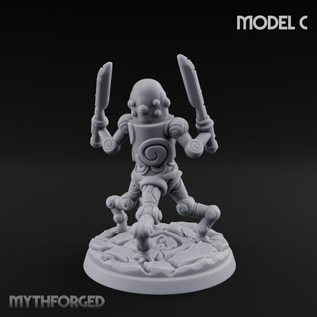 Blade And Hammer Swinging Construct Fighter C Miniature for Dungeons and Dragons, Pathfinder or other TTRPGs