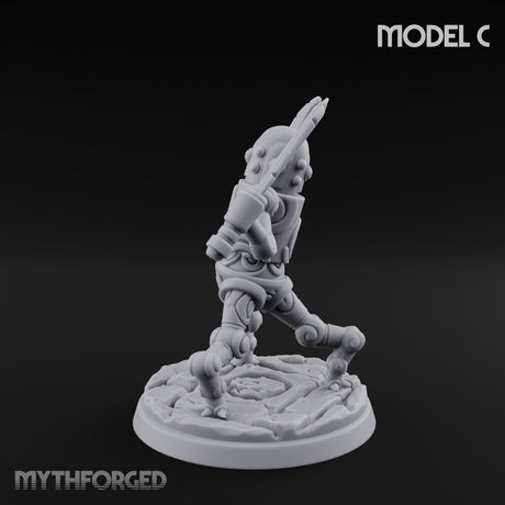 Blade And Hammer Swinging Construct Fighter C Miniature for Dungeons and Dragons, Pathfinder or other TTRPGs