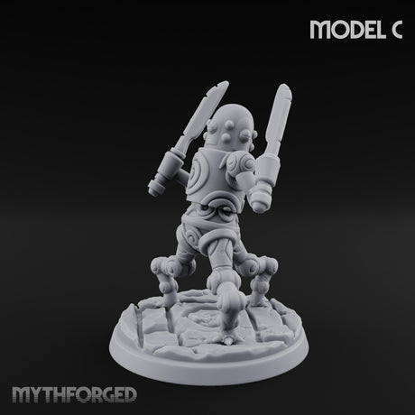Blade And Hammer Swinging Construct Fighter C Miniature for Dungeons and Dragons, Pathfinder or other TTRPGs