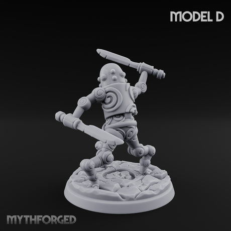 Blade And Hammer Swinging Construct Fighter D Miniature for Dungeons and Dragons, Pathfinder or other TTRPGs
