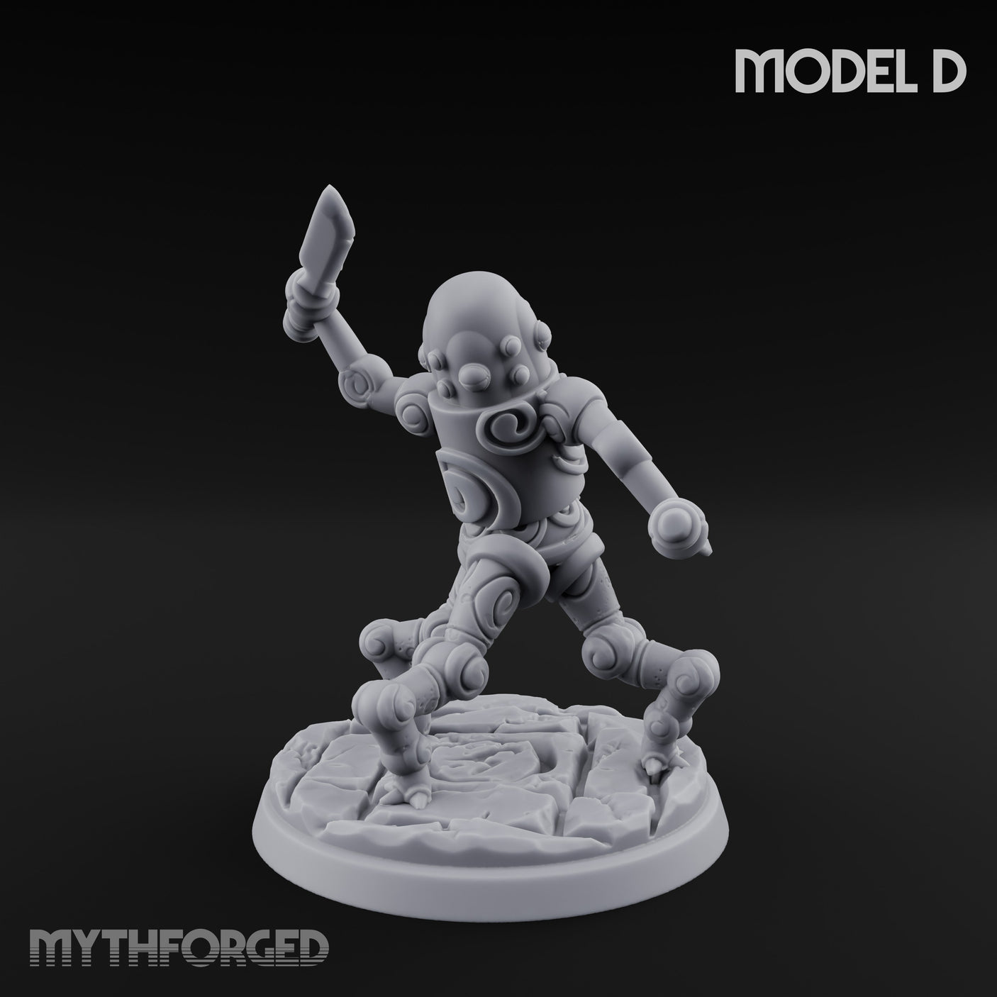 Blade And Hammer Swinging Construct Fighter D Miniature for Dungeons and Dragons, Pathfinder or other TTRPGs