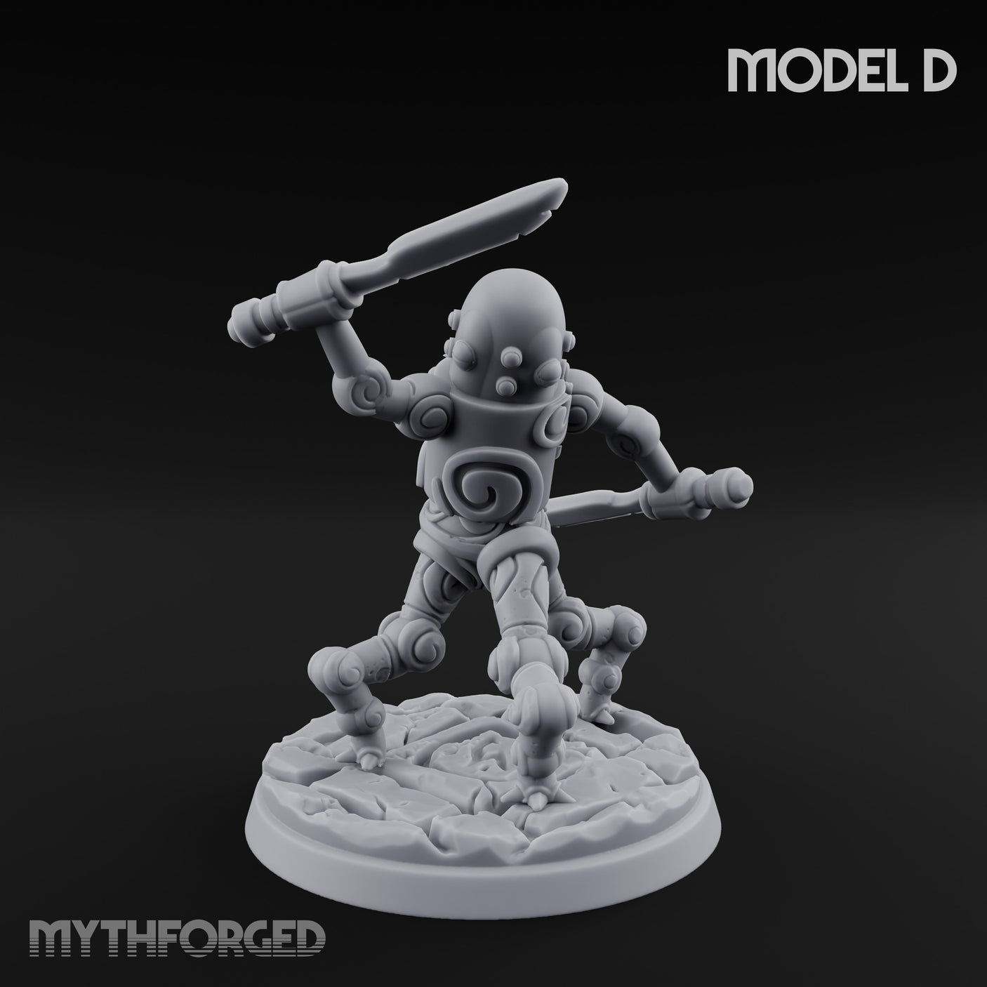 Blade And Hammer Swinging Construct Fighter D Miniature for Dungeons and Dragons, Pathfinder or other TTRPGs