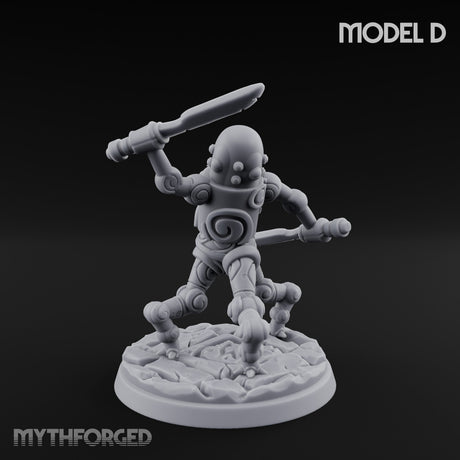 Blade And Hammer Swinging Construct Fighter D Miniature for Dungeons and Dragons, Pathfinder or other TTRPGs