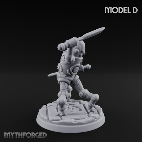 Blade And Hammer Swinging Construct Fighter D Miniature for Dungeons and Dragons, Pathfinder or other TTRPGs