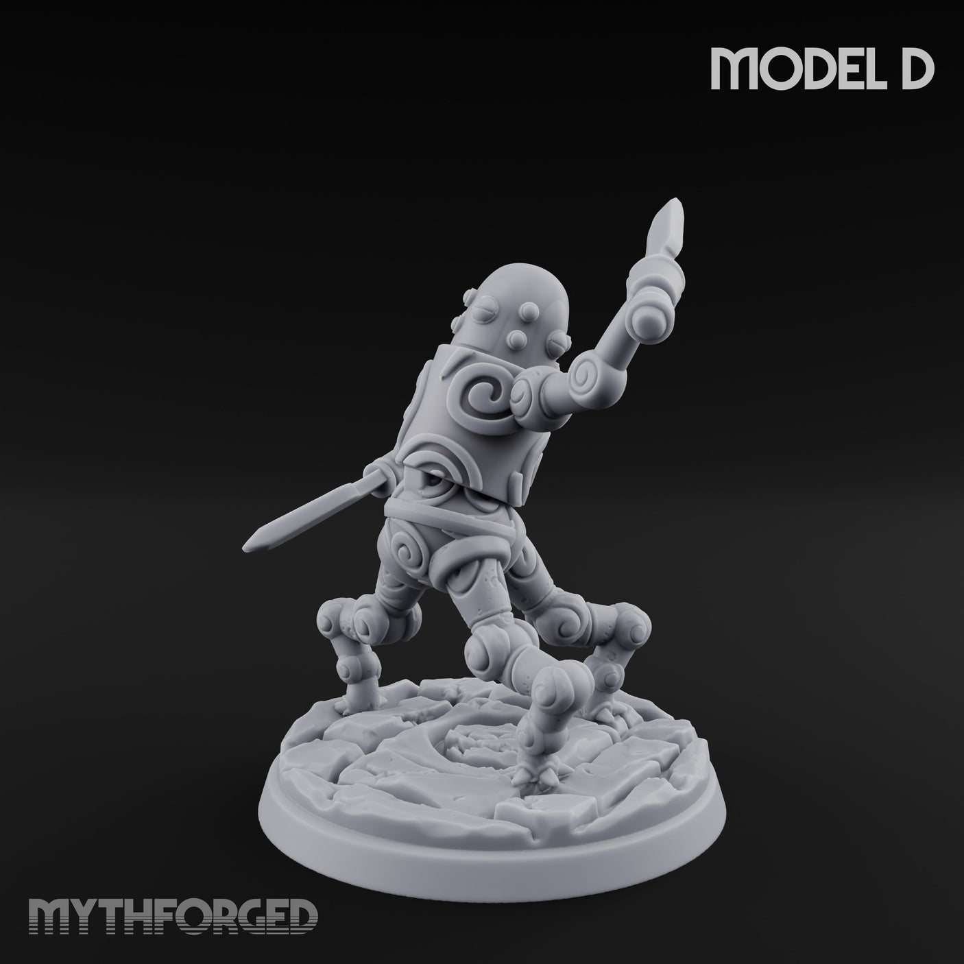 Blade And Hammer Swinging Construct Fighter D Miniature for Dungeons and Dragons, Pathfinder or other TTRPGs