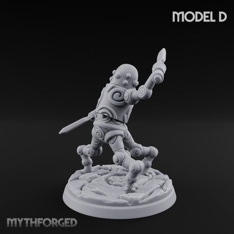 Blade And Hammer Swinging Construct Fighter D Miniature for Dungeons and Dragons, Pathfinder or other TTRPGs