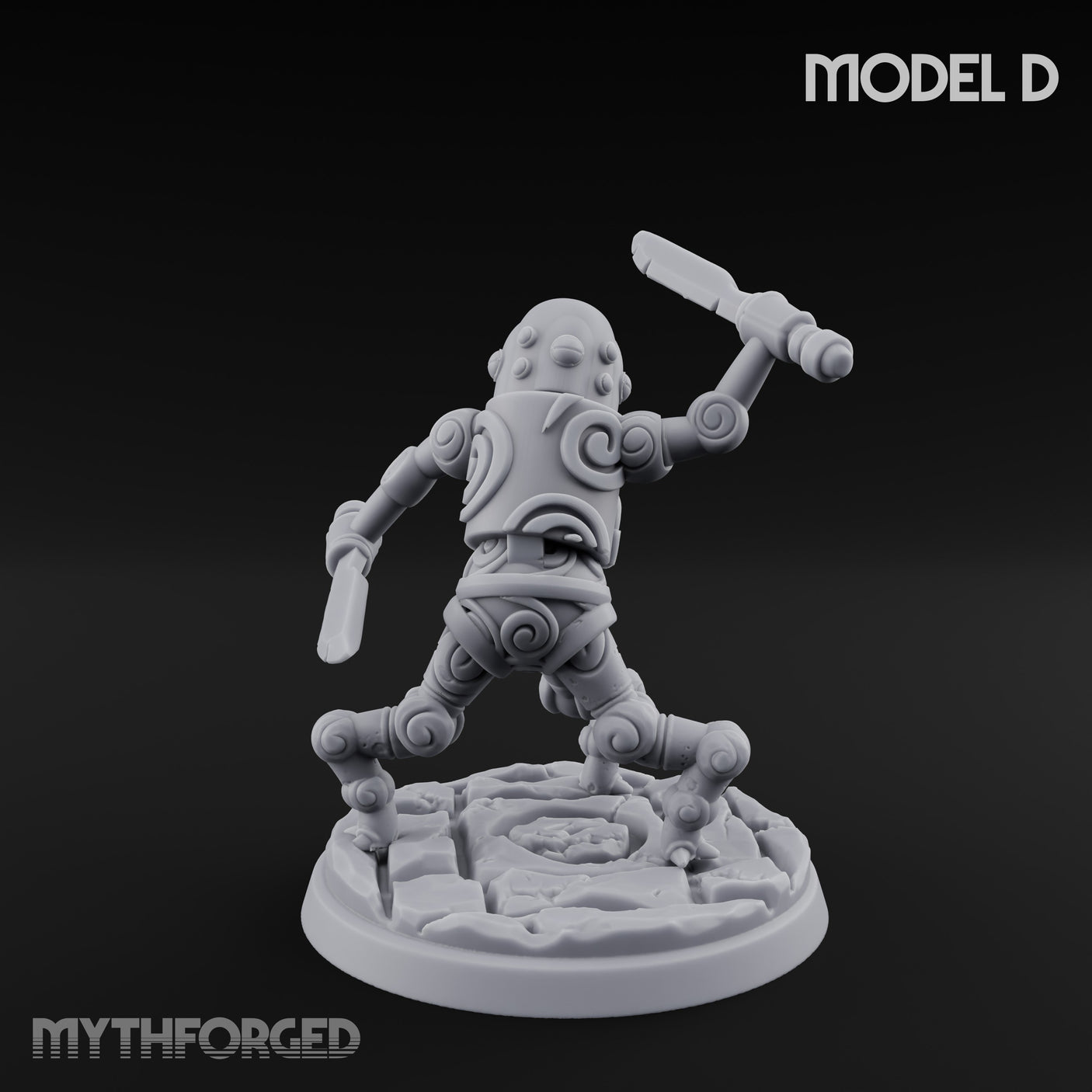 Blade And Hammer Swinging Construct Fighter D Miniature for Dungeons and Dragons, Pathfinder or other TTRPGs