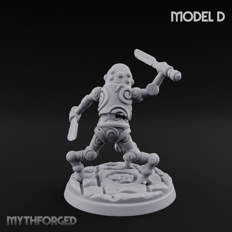 Blade And Hammer Swinging Construct Fighter D Miniature for Dungeons and Dragons, Pathfinder or other TTRPGs