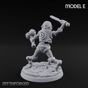 Blade And Hammer Swinging Construct Fighter E Miniature for Dungeons and Dragons, Pathfinder or other TTRPGs