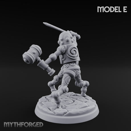 Blade And Hammer Swinging Construct Fighter E Miniature for Dungeons and Dragons, Pathfinder or other TTRPGs