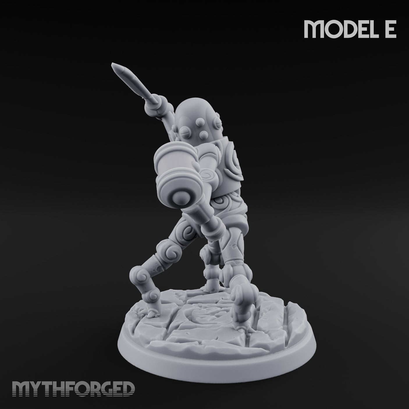 Blade And Hammer Swinging Construct Fighter E Miniature for Dungeons and Dragons, Pathfinder or other TTRPGs