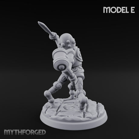 Blade And Hammer Swinging Construct Fighter E Miniature for Dungeons and Dragons, Pathfinder or other TTRPGs
