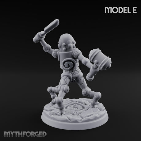 Blade And Hammer Swinging Construct Fighter E Miniature for Dungeons and Dragons, Pathfinder or other TTRPGs
