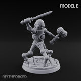 Blade And Hammer Swinging Construct Fighter E Miniature for Dungeons and Dragons, Pathfinder or other TTRPGs