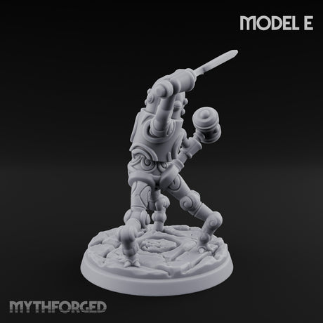 Blade And Hammer Swinging Construct Fighter E Miniature for Dungeons and Dragons, Pathfinder or other TTRPGs