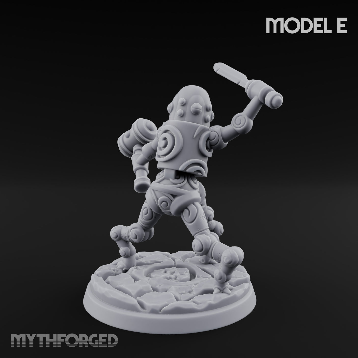 Blade And Hammer Swinging Construct Fighter E Miniature for Dungeons and Dragons, Pathfinder or other TTRPGs