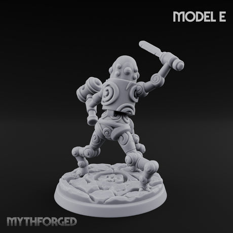 Blade And Hammer Swinging Construct Fighter E Miniature for Dungeons and Dragons, Pathfinder or other TTRPGs