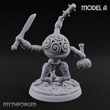 Blade And Hammer Swinging Construct Fighters Miniature for Dungeons and Dragons, Pathfinder or other TTRPGs