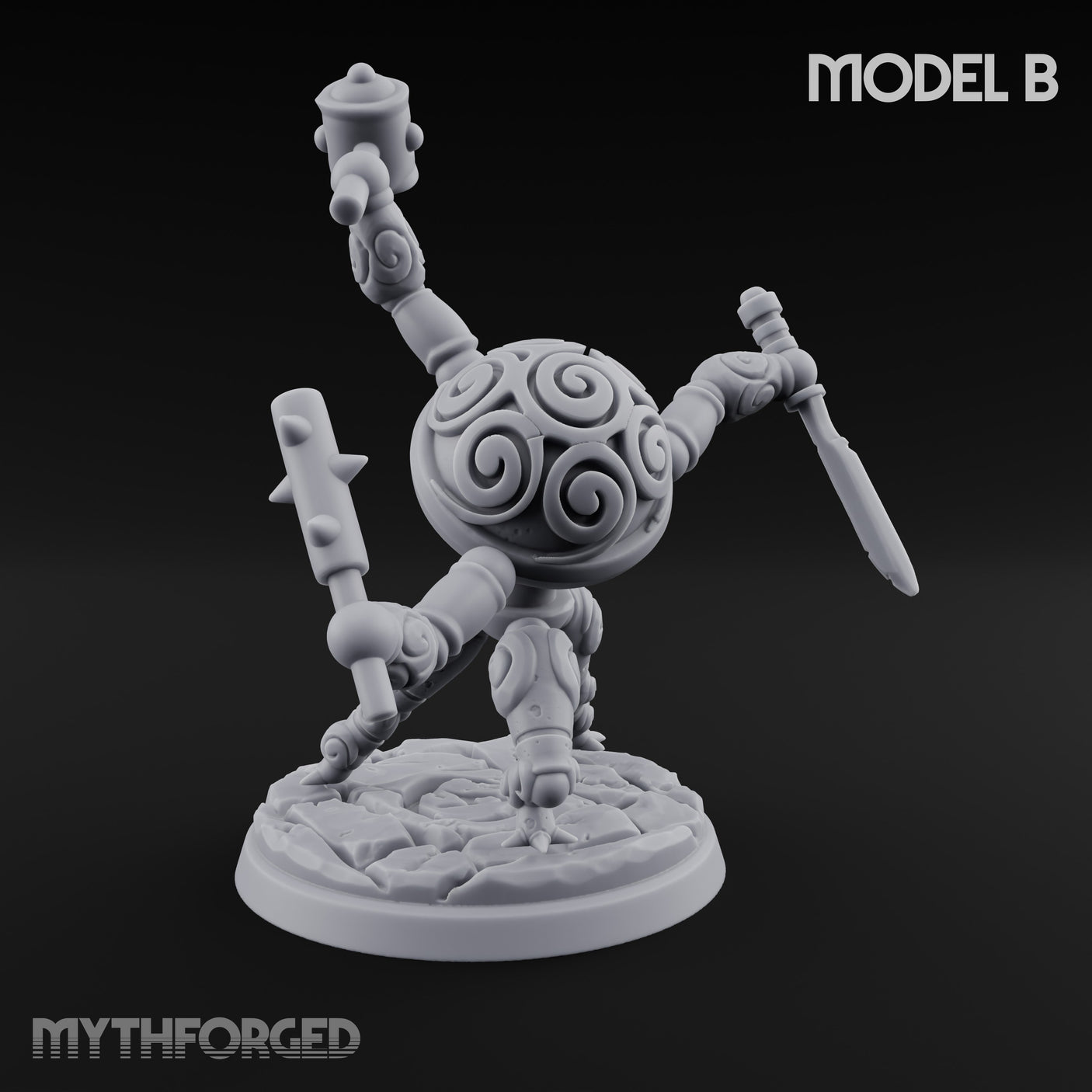 Blade And Hammer Swinging Construct Fighters Miniature for Dungeons and Dragons, Pathfinder or other TTRPGs