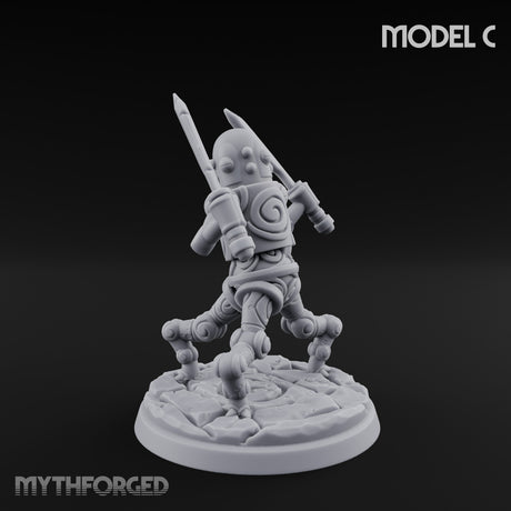 Blade And Hammer Swinging Construct Fighters Miniature for Dungeons and Dragons, Pathfinder or other TTRPGs