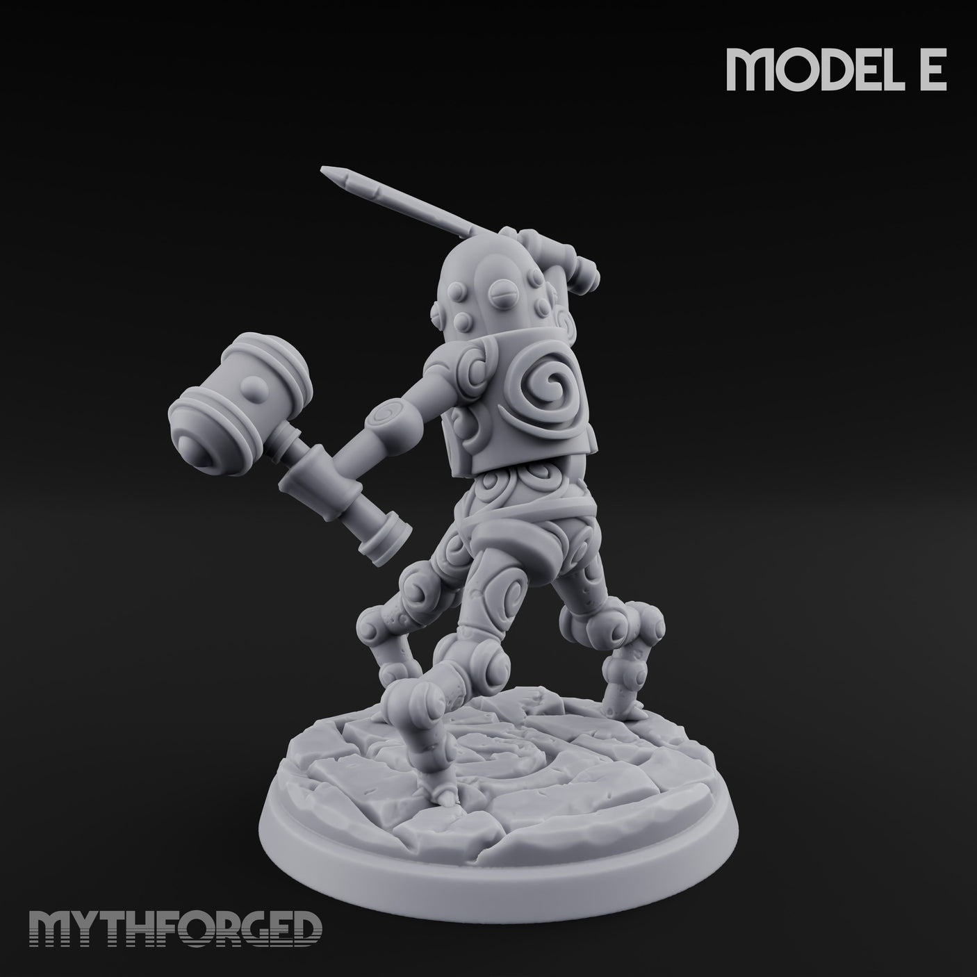Blade And Hammer Swinging Construct Fighters Miniature for Dungeons and Dragons, Pathfinder or other TTRPGs