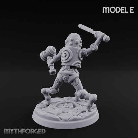 Blade And Hammer Swinging Construct Fighters Miniature for Dungeons and Dragons, Pathfinder or other TTRPGs