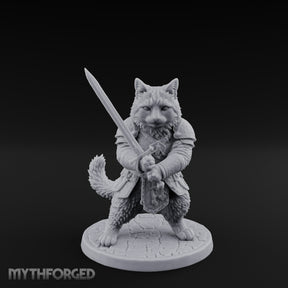 Blade Bracing Tabaxi Fighter Miniature for Dungeons and Dragons, Pathfinder or other TTRPGs