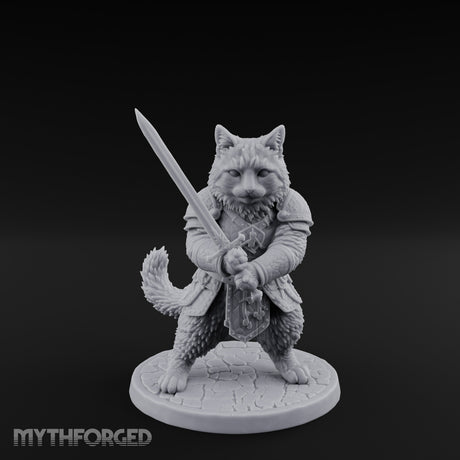 Blade Bracing Tabaxi Fighter Miniature for Dungeons and Dragons, Pathfinder or other TTRPGs