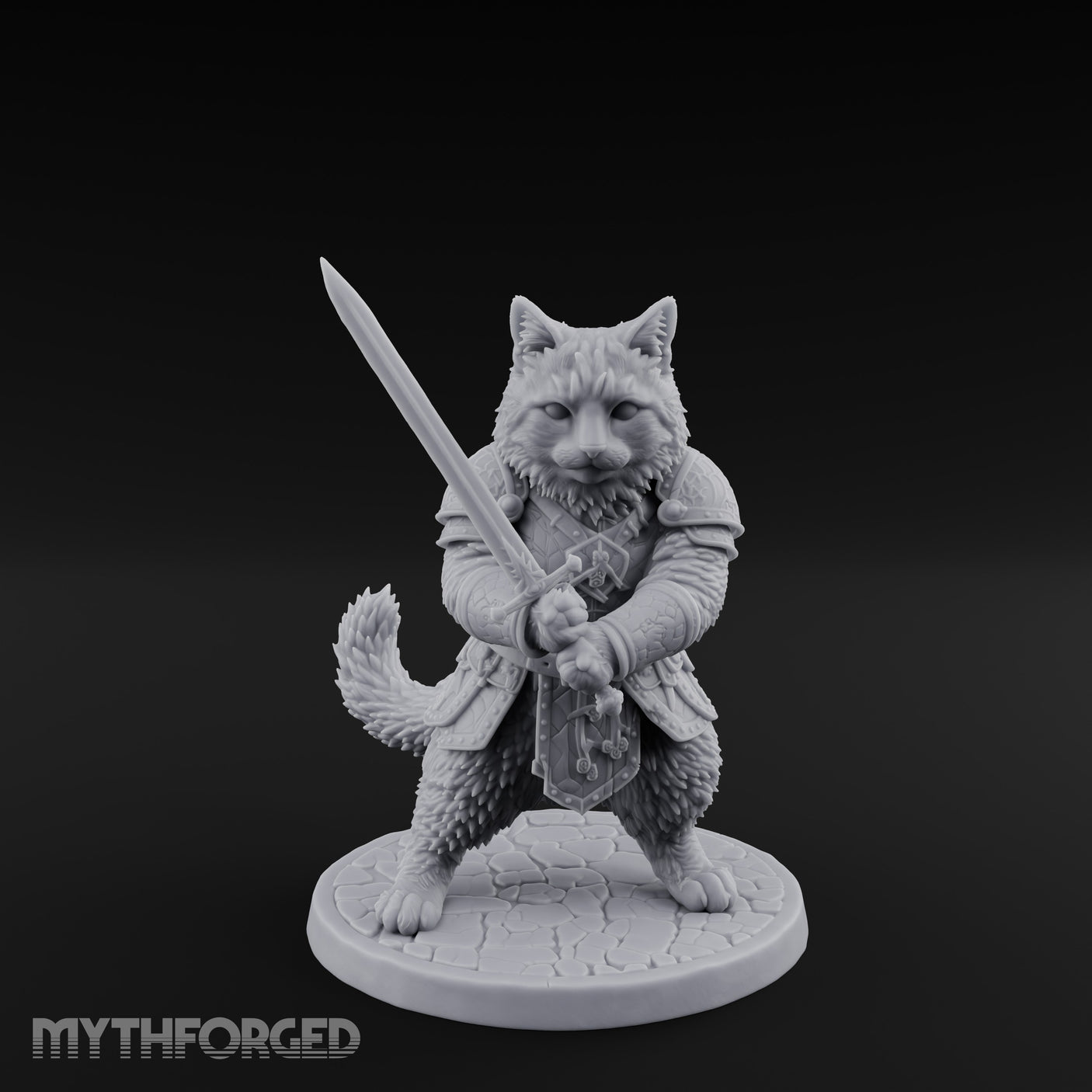 Blade Bracing Tabaxi Fighter Miniature for Dungeons and Dragons, Pathfinder or other TTRPGs
