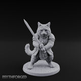 Blade Bracing Tabaxi Fighter Miniature for Dungeons and Dragons, Pathfinder or other TTRPGs