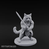 Blade Bracing Tabaxi Fighter Miniature for Dungeons and Dragons, Pathfinder or other TTRPGs