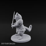 Blade Bracing Tabaxi Fighter Miniature for Dungeons and Dragons, Pathfinder or other TTRPGs