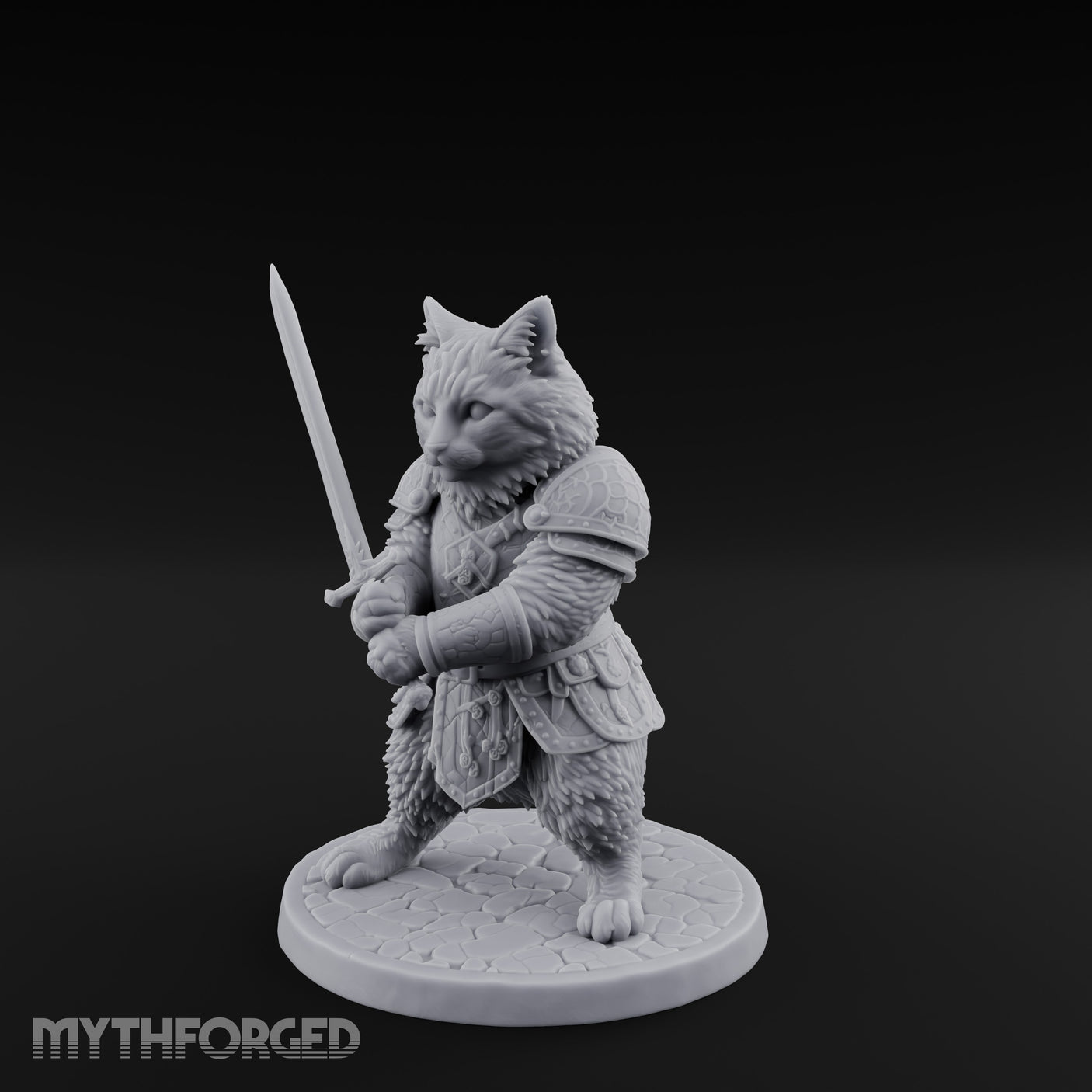 Blade Bracing Tabaxi Fighter Miniature for Dungeons and Dragons, Pathfinder or other TTRPGs