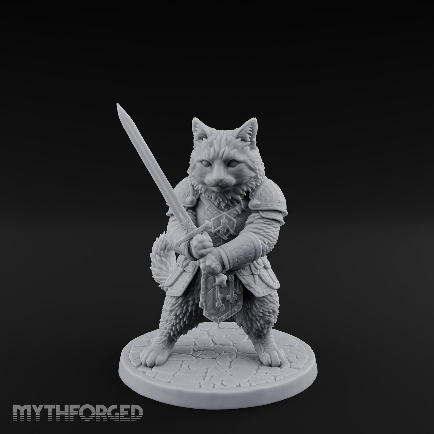 Blade Bracing Tabaxi Fighter Miniature for Dungeons and Dragons, Pathfinder or other TTRPGs