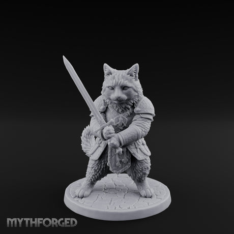 Blade Bracing Tabaxi Fighter Miniature for Dungeons and Dragons, Pathfinder or other TTRPGs