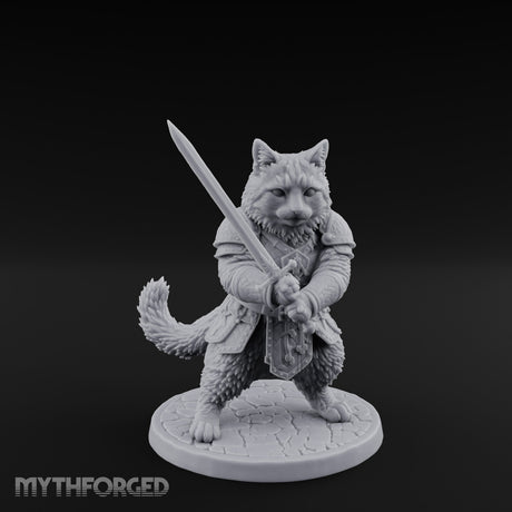 Blade Bracing Tabaxi Fighter Miniature for Dungeons and Dragons, Pathfinder or other TTRPGs