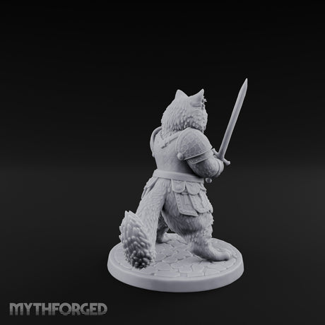 Blade Bracing Tabaxi Fighter Miniature for Dungeons and Dragons, Pathfinder or other TTRPGs