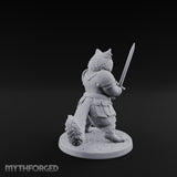 Blade Bracing Tabaxi Fighter Miniature for Dungeons and Dragons, Pathfinder or other TTRPGs