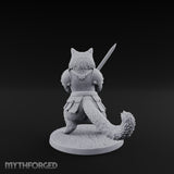 Blade Bracing Tabaxi Fighter Miniature for Dungeons and Dragons, Pathfinder or other TTRPGs