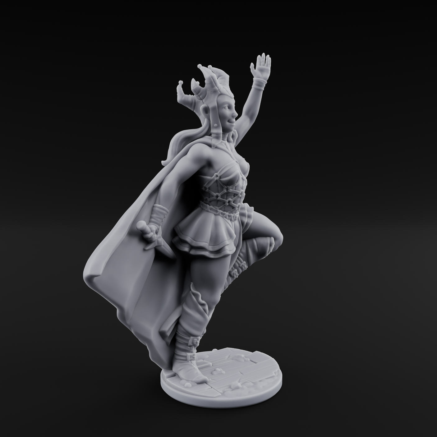 High Kicking Show Off Tiefling Bard Miniature for Dungeons and Dragons, Pathfinder or other TTRPGs