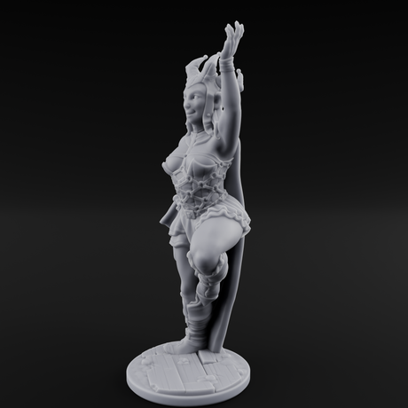 High Kicking Show Off Tiefling Bard Miniature for Dungeons and Dragons, Pathfinder or other TTRPGs