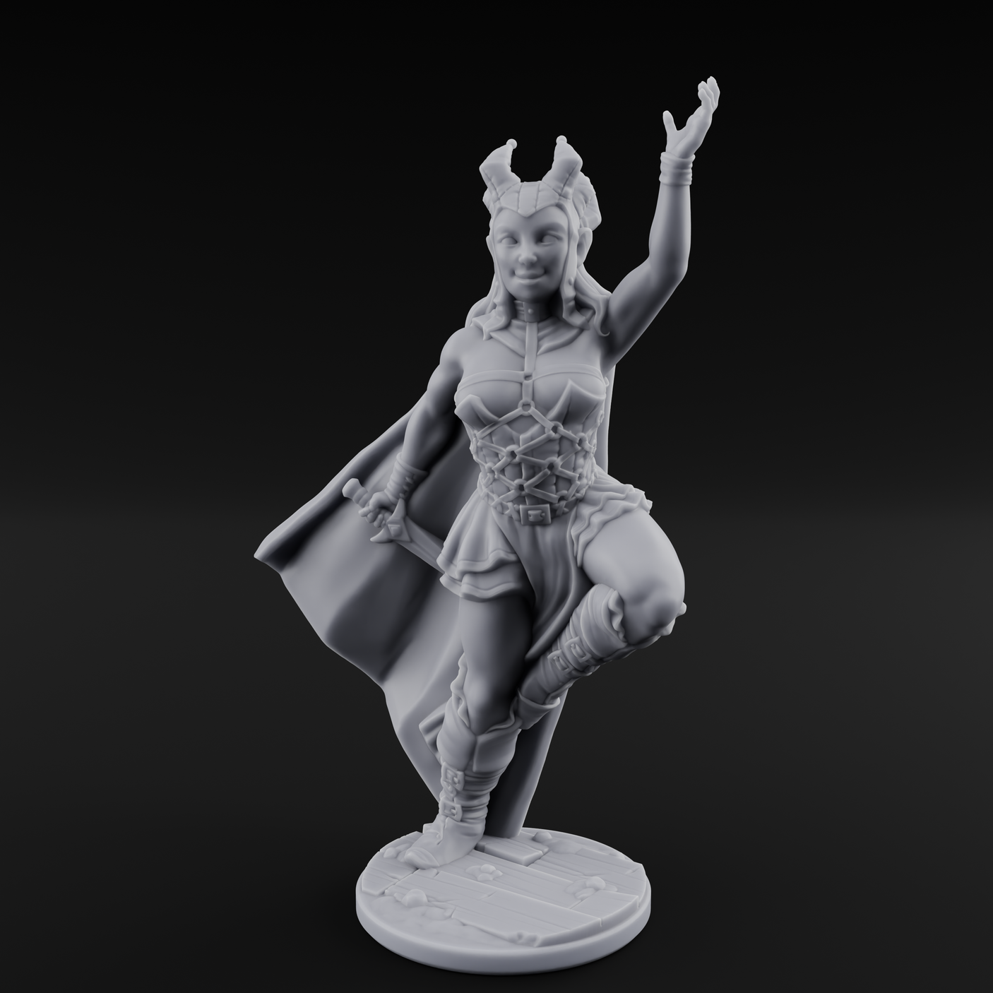 High Kicking Show Off Tiefling Bard Miniature for Dungeons and Dragons, Pathfinder or other TTRPGs