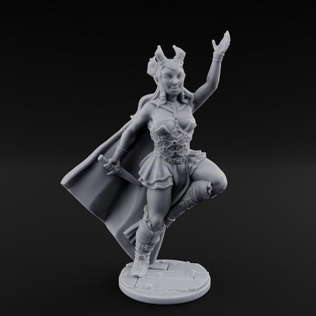 High Kicking Show Off Tiefling Bard Miniature for Dungeons and Dragons, Pathfinder or other TTRPGs