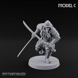 Blade Lunging Crouching Shogunate Shocktrooper C Miniature for Dungeons and Dragons, Pathfinder or other TTRPGs