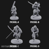 Blade Lunging Crouching Shogunate Shocktroopers Miniature for Dungeons and Dragons, Pathfinder or other TTRPGs