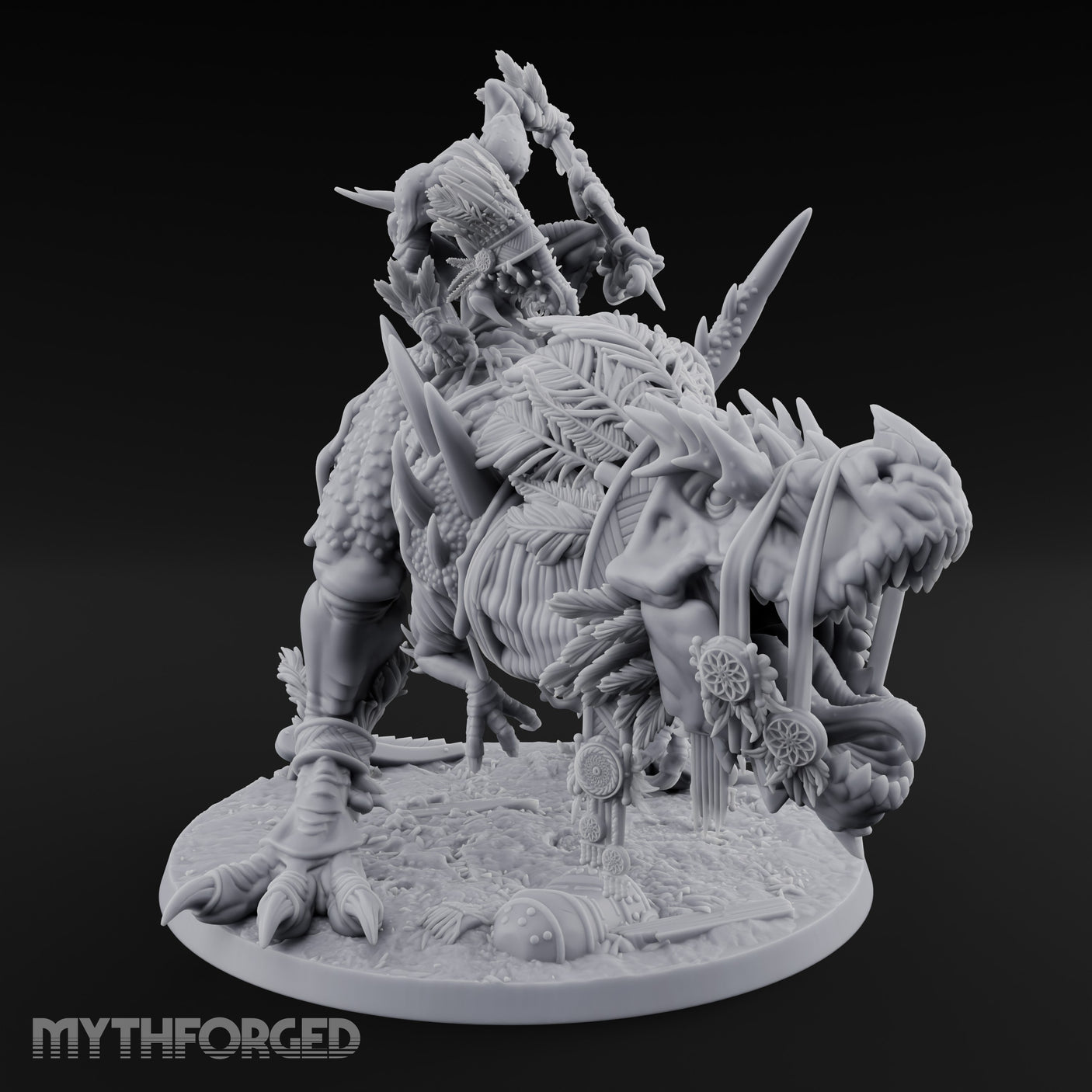 Blade Raising Lizardfolk Dinosaur Rider