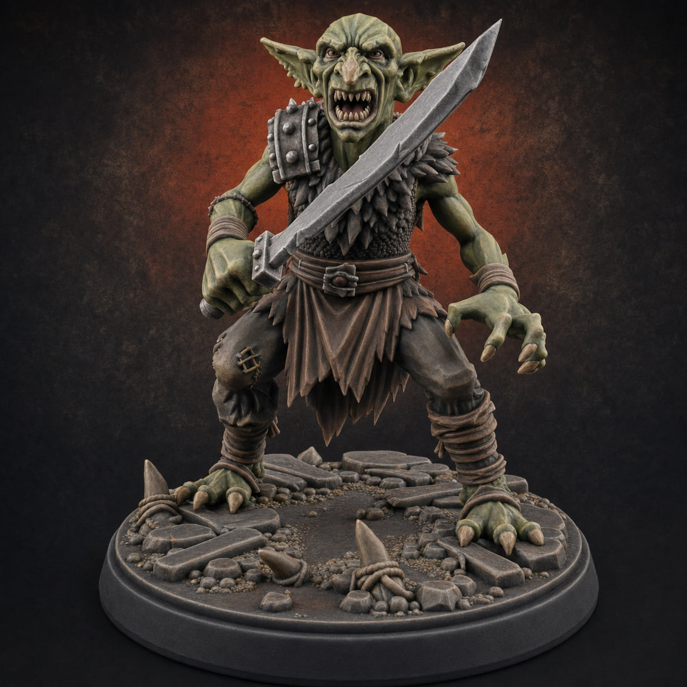 Blade Slashing Claw Swiping Goblin Warrior — painted concept preview (miniature supplied unpainted)